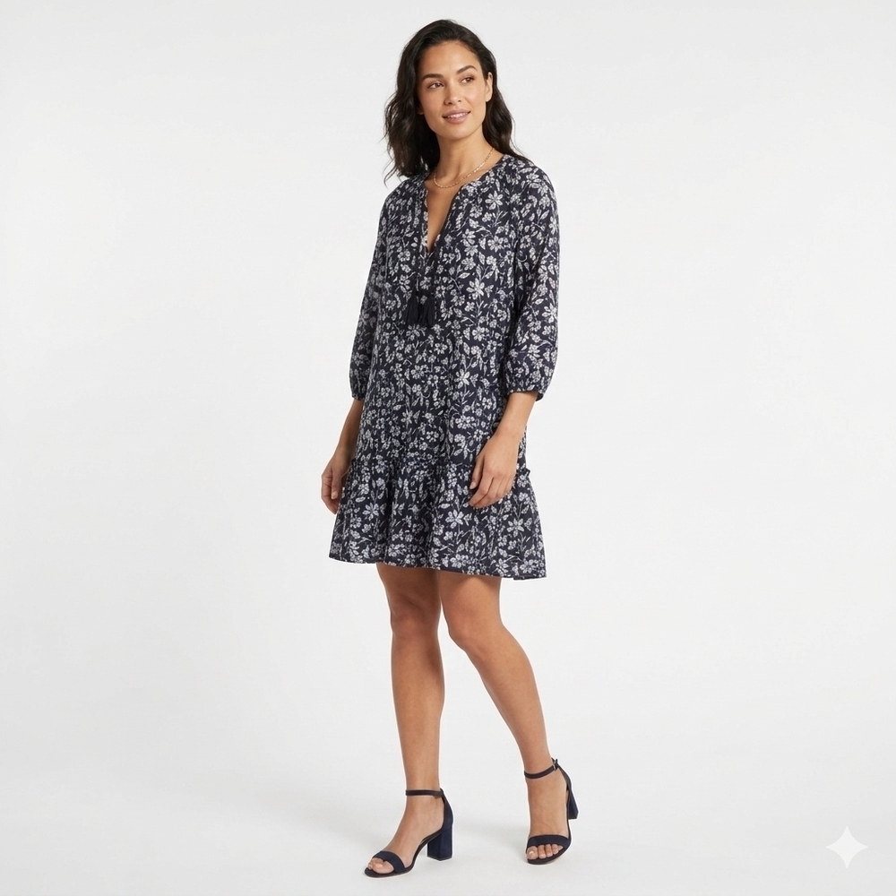 Chelsea & Violet Navy Floral Mini Dress 100% Cotton Size XS NWT